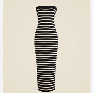 New with tag J.Crew Knit Black and Cream Striped Strapless Dress Sz XS